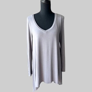 Tana+bee Grey Draped Jersey Asymmetrical Hem Long Sleeves